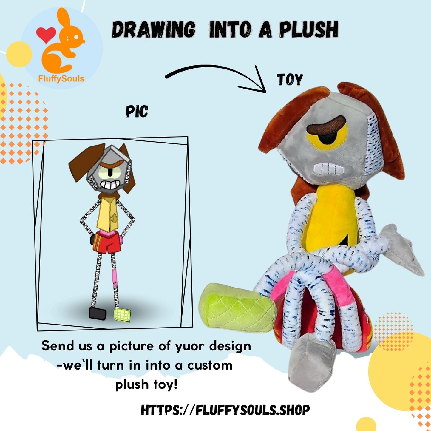 Custom Plush inspired by Rob from Amazing World of Gumball character, Handmade Stuffed Toy, Personalized Gift for Kids by FluffySouls