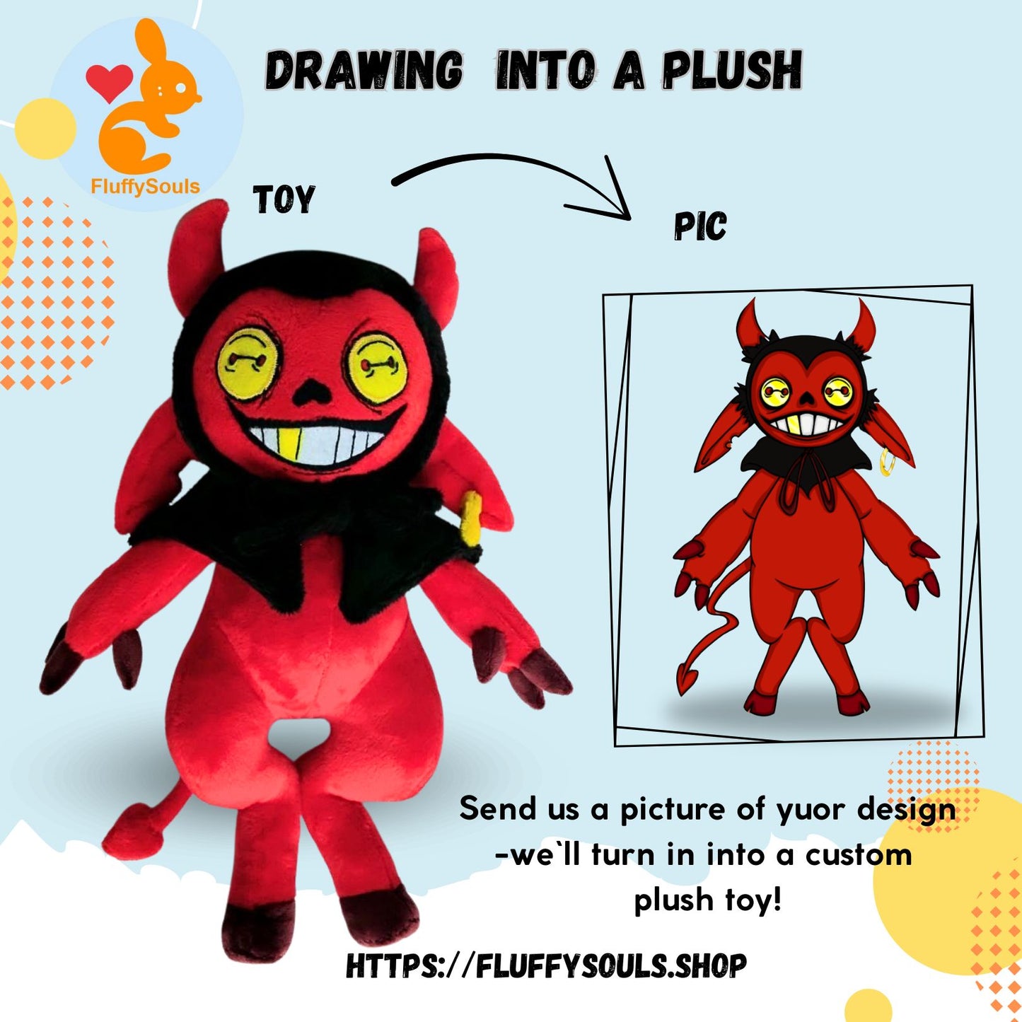 Custom Plush Inspired By Your Drawing, Handmade Plushie From Image, Personalized Soft Toy, Unique Gift, Birthday Present by FluffySouls