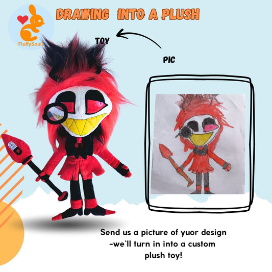 Custom Plush Inspired By Alastor From Hazbin Hotel Character, Handmade Plushie, Personalized Gift For Fans, Birthday Present by FluffySouls