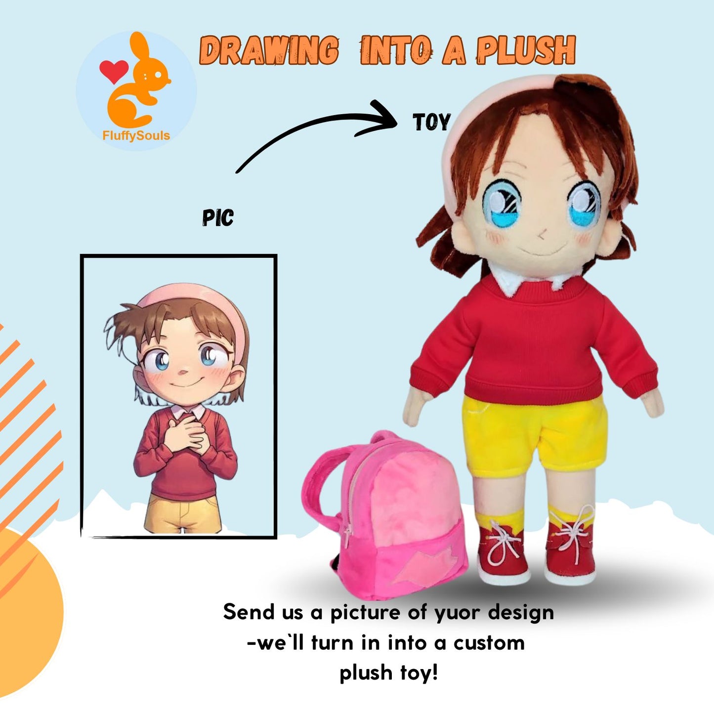 Custom Plush Inspired by Ayumi Yoshida from Detective Conan, Handmade Personalized Toy, Unique Gift for Kids, Cute Stuffed Character Doll