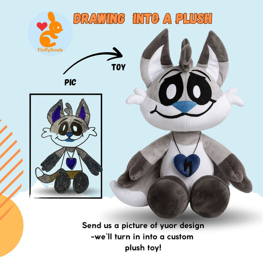 Custom Plush Inspired by Frowny Fox from Poppy Playtime Logic, Handmade Toy, Unique Gift for Kids, Personalized Plushie, Birthday Gift