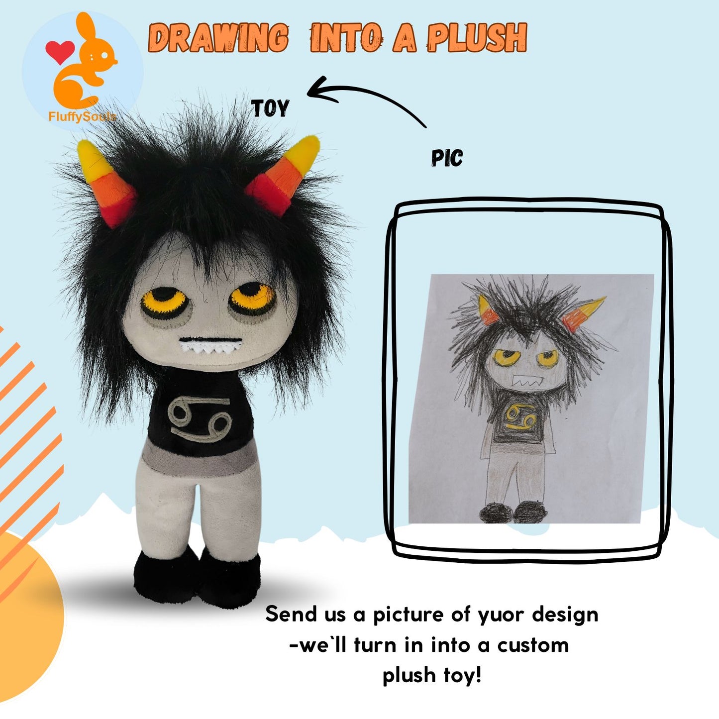 Custom Plush inspired by Karkat Vantas from HOMESTUCK Character, Handmade Stuffed Toy, Personalized Gift for Kids, Cute Plushieby FluffySouls