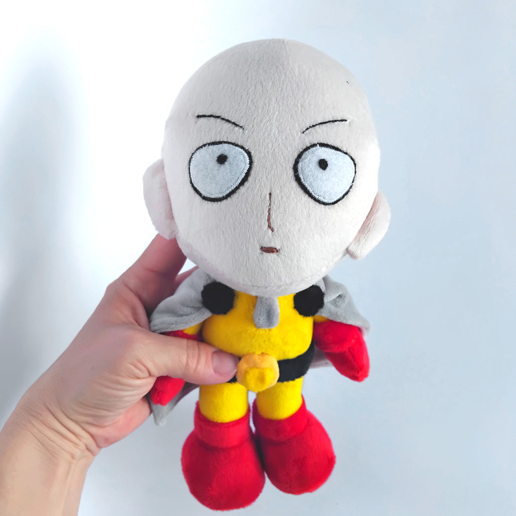 Custom Plush Inspired by Saitama from One Punch Man Character, Handmade Plushie, Personalized Toy, Unique Gift for Fans