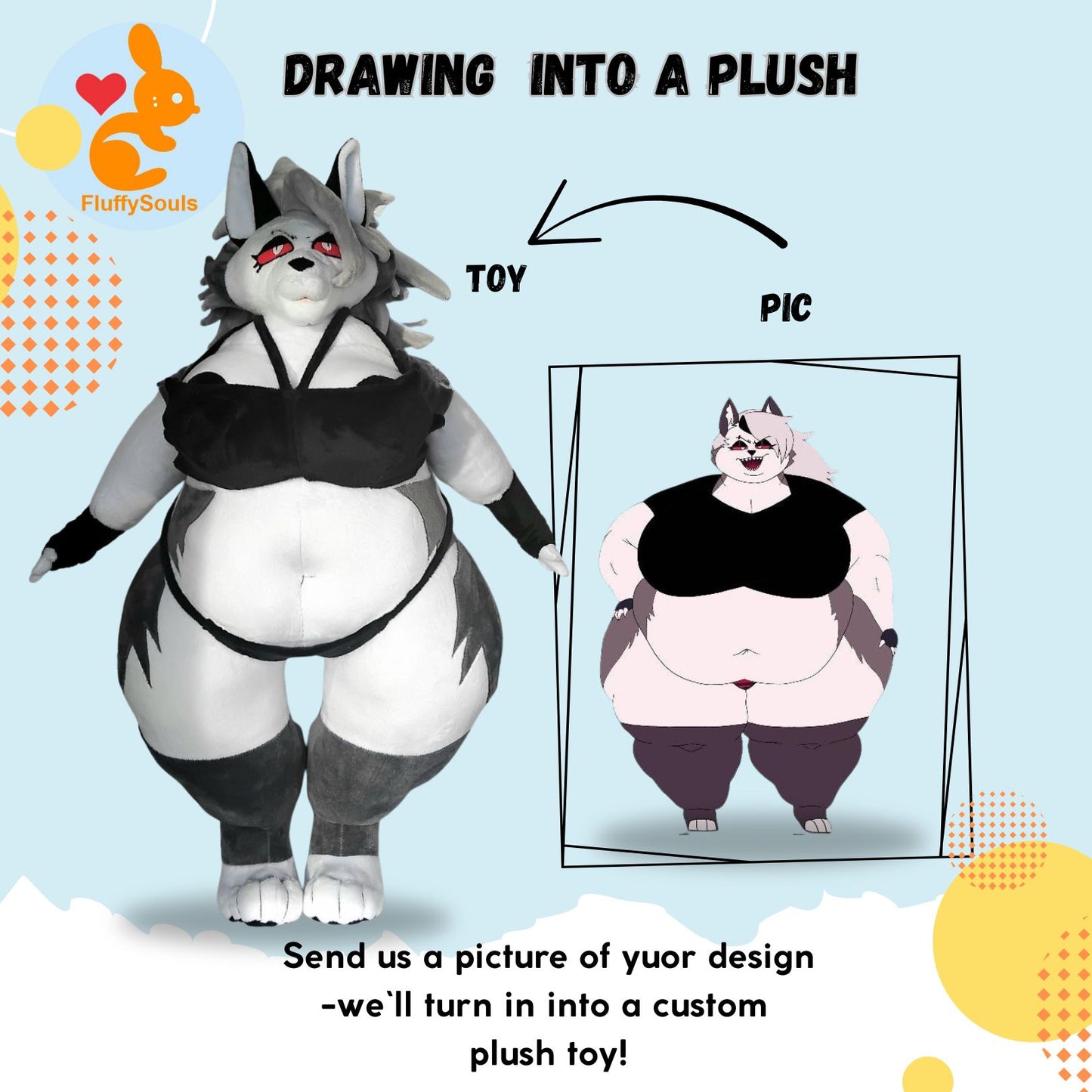 Custom Plush Inspired by Luna from Helluva Boss Character, Handmade Stuffed Toy, Personalized Gift for Fans, Unique Birthday Present