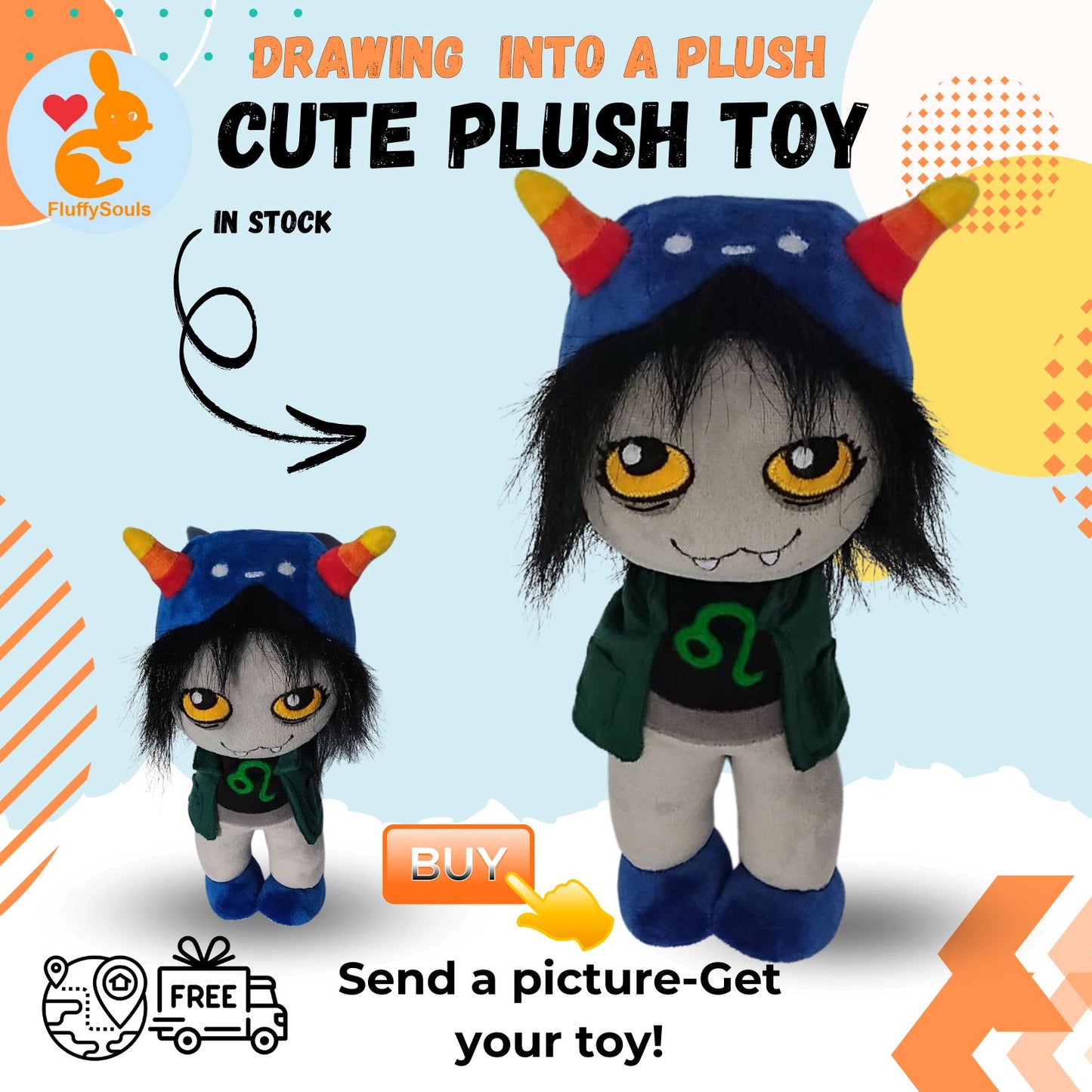 Custom Plush Inspired by Nepeta Leijon from Homestuck Character, Handmade Stuffed Toy, Personalized Gift for Kids, Present by FluffySouls