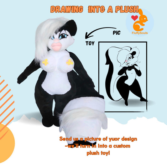 Custom Plush from drawing, Handmade Stuffed Toy, Personalized Gift for Fans, Unique Birthday Present