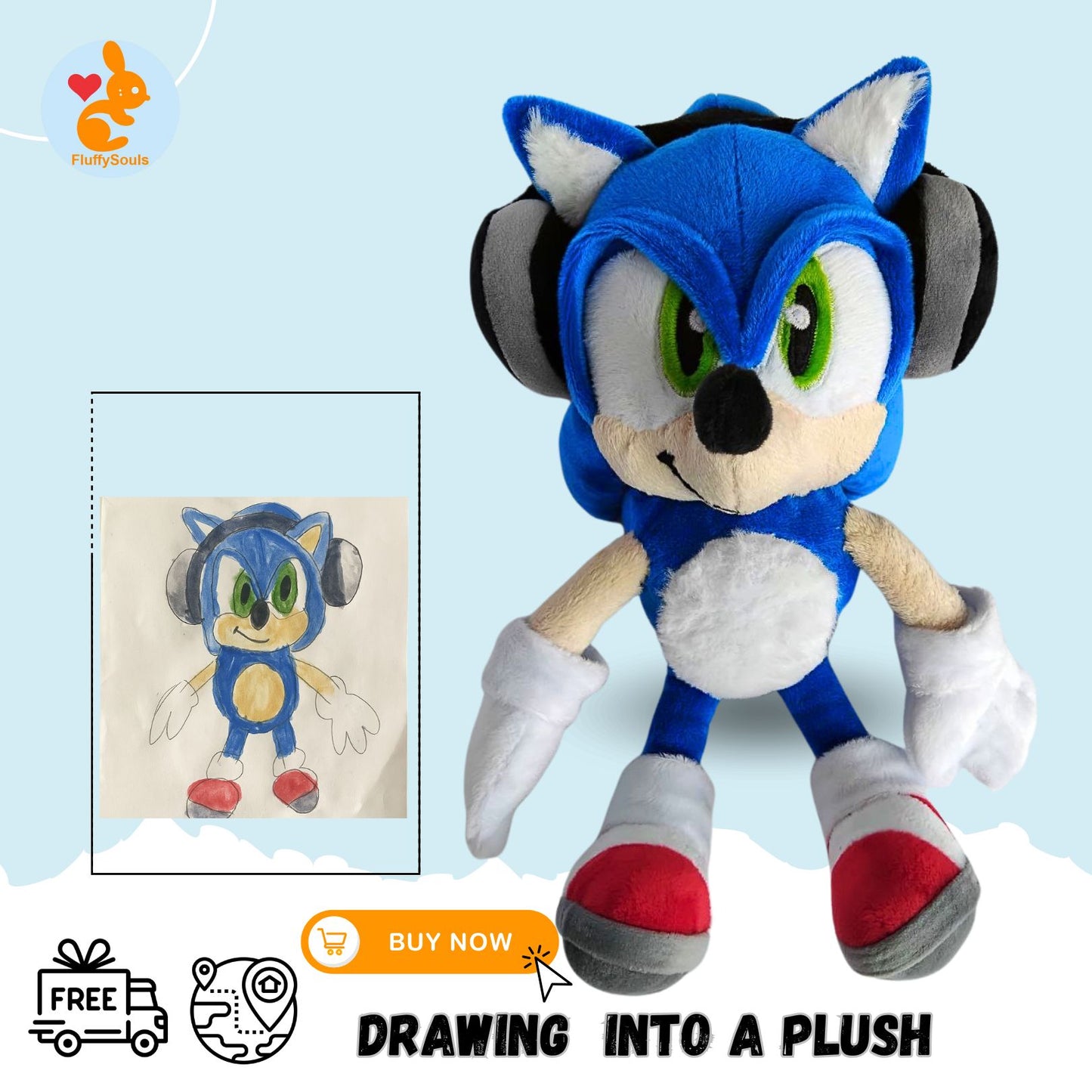 Custom Plush  from Drawing, Handmade Toy, Personalized Gift, Unique Plushie for Kids, Birthday Gift, Cute Character
