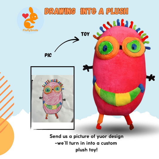 Custom Plush Inspired By Your Drawing, Handmade Stuffed Toy,  Gift For Kids, Plushie From Image, Soft Toy Commission by FluffySouls