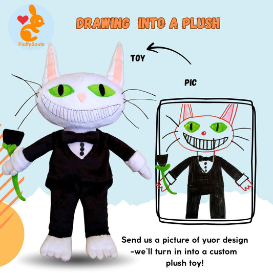 Custom Plush inspired by Your Character, Handmade Stuffed Toy, Personalized Gift for Kids, Soft Toy from Drawing