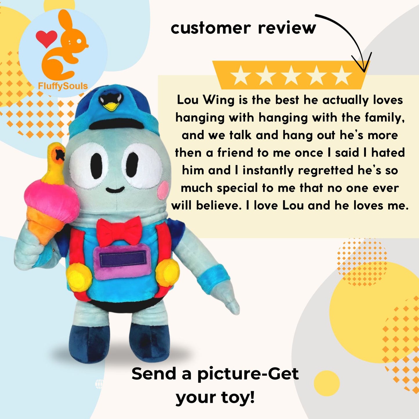 Custom Plush Inspired by Lou from Brawl Stars Character, Handmade Toy, Personalized Gift for Kids, Unique Birthday Gift